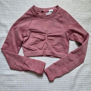 GYMSHARK Dusty Pink Cropped Long Sleeve Top